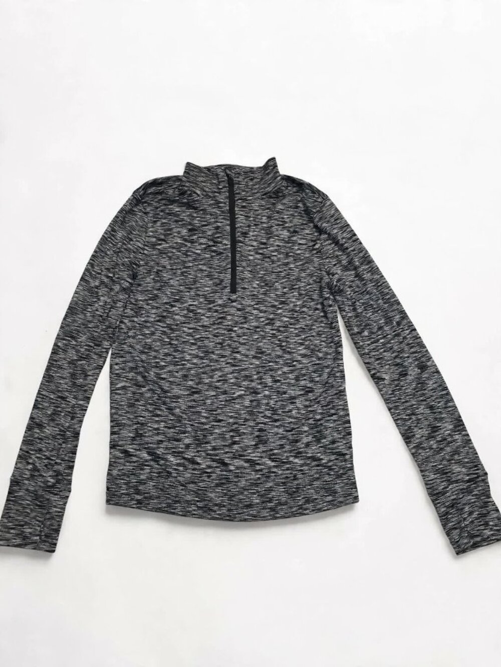 Lou & Grey Quarter Zip Pullover L Marled Thumbholes Athletic Cozy